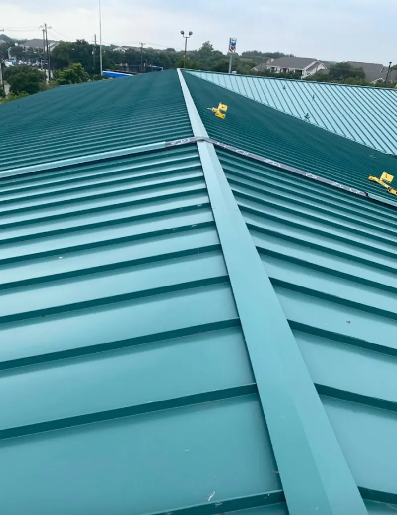 Green commercial metal roof ridge and valley for Metal Roof Repair in Maryland City